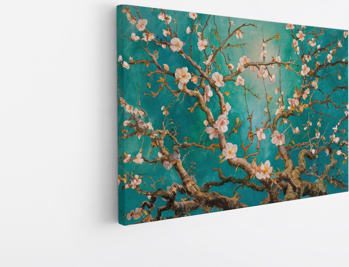 Saammp Canvas Schilderij - Bloesemtakken - Abstract - Natuur - 90x60 - Foto op canvas - Wanddecoratie - Muurdecoratie Woonkamer - Kantoor Decoratie Multicolor