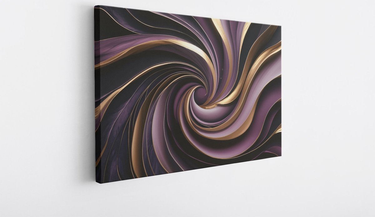 Saammp Canvas Schilderij - Paars goude vormen - Abstract - 90x60 - Foto op canvas - Wanddecoratie - Muurdecoratie Woonkamer - Slaapkamer decoratie - Canvas Print Multicolor
