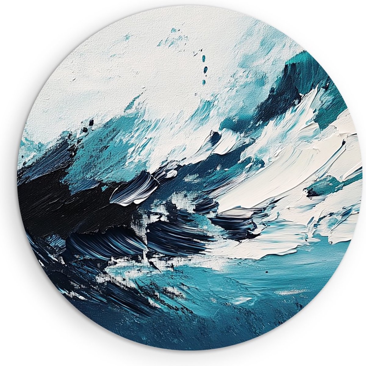 Saammp Forex Muurcirkel - Wit Blauwe penseelstreken - Abstracte Wanddecoratie Cirkel- Ø 70 - Wandcirkel - Wanddecoratie Cirkel - Muurdecoratie Woonkamer - Kantoor Decoratie