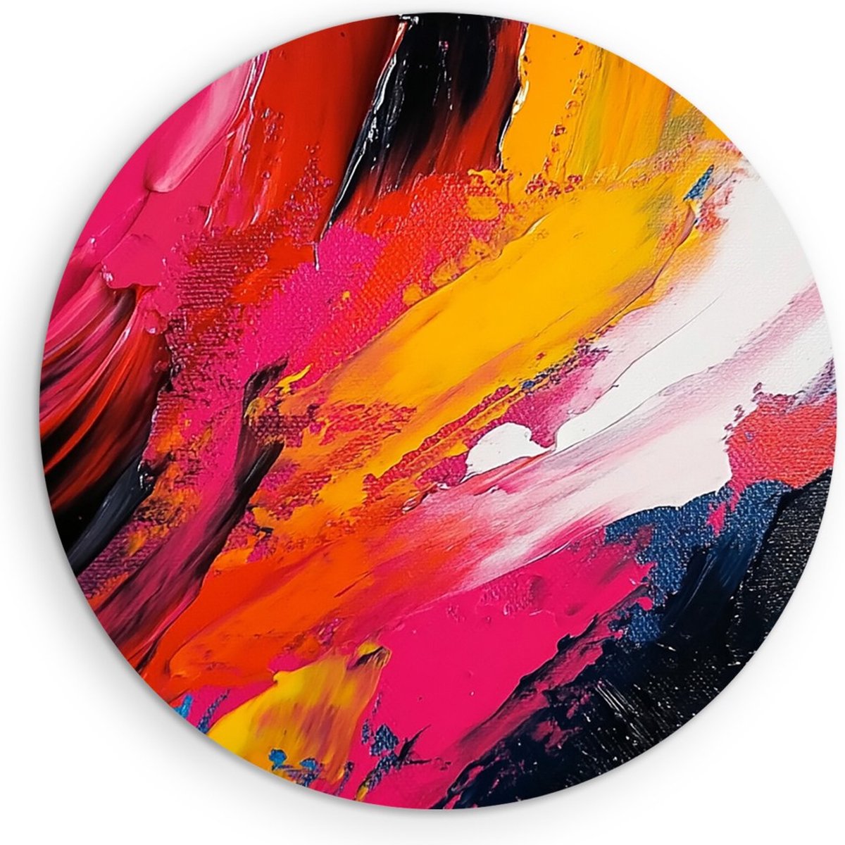 Saammp Muurcirkel Hout - Kleurrijke kunst - Wit - Abstract - Ø 70 - Wandcirkel - Wanddecoratie Cirkel - Muurdecoratie Woonkamer - Kantoor Decoratie