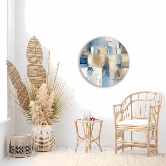 Cercle mural Forex Saammp - Rayures Blauw - Œuvre abstraite - Ø 80 - Cercle mural - Cercle de Décoration murale - Décoration murale salon - Décoration chambre - Peinture ronde