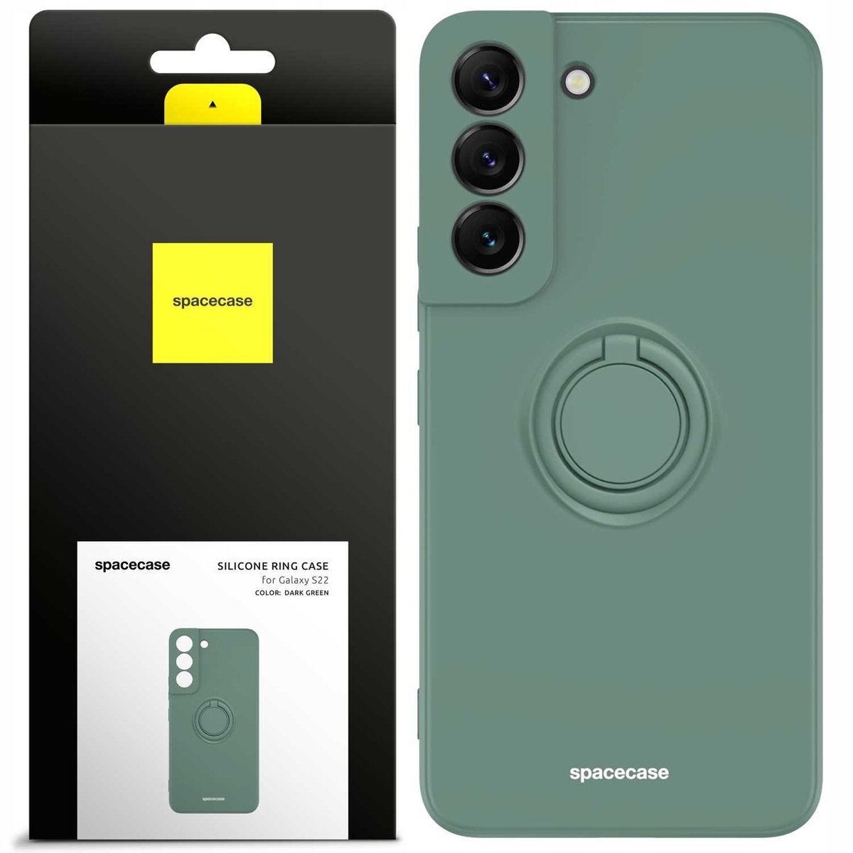 Spacecase Siliconen Case Ring Voor Samsung Galaxy S22 Donkergroen