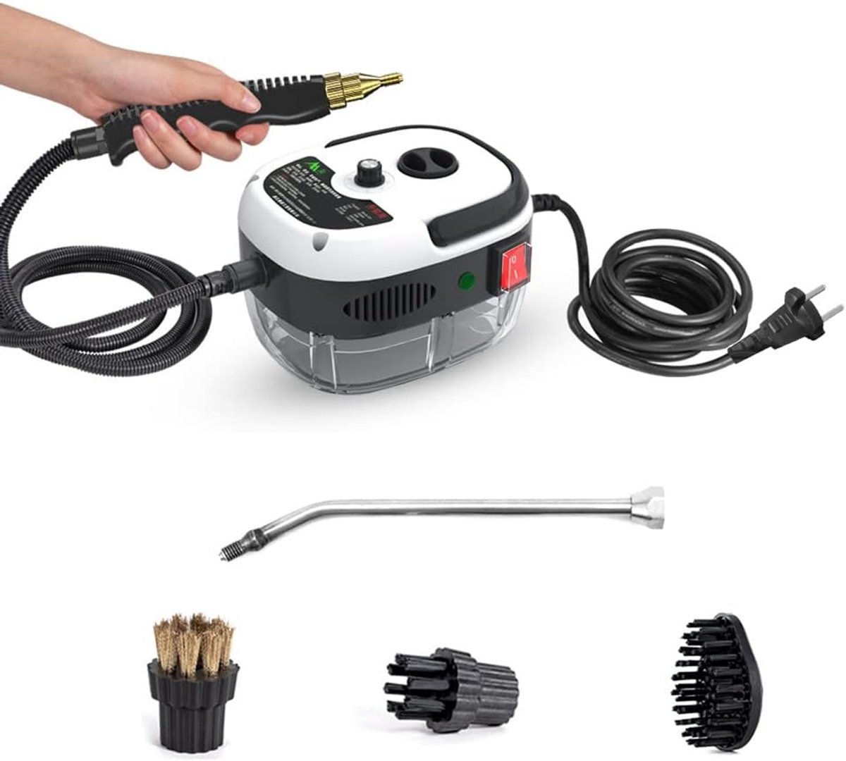 Draagbare Handstoomreiniger 2500W voor Keuken, Badkamer en Auto - Hoogdruk Stoomreinigingsmachine met Borstelkoppen