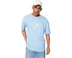 Trendyol Lichtblauw Unisex Oversized/Wide Cut Korte Mouw Bedrukt T-Shirt Tmnss23Ts00089