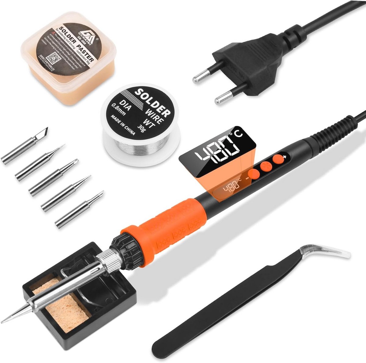 Soldeerboutset 90 W met Instelbare Temperatuur 180 °C - 480 °C, LCD-Scherm en Soldeeraccessoires