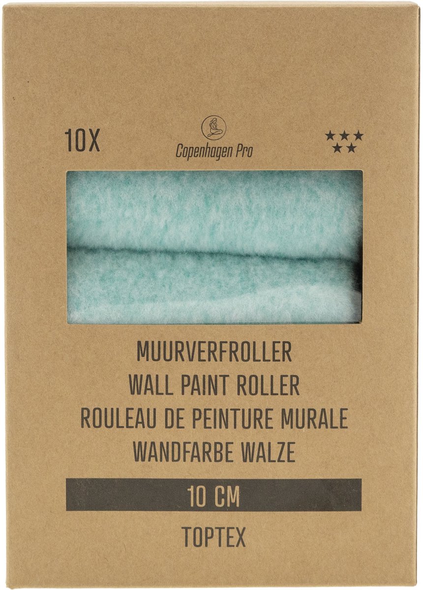 Copenhagen Pro TopTex Muurverfroller - 10 cm Breed - 15 mm Poolhoogte - Geschikt voor Gladde tot Zeer Gladde Ondergronden - Past op Gangbare Verfbeugels van 10 cm - Verpakt per 10 Stuks - Groen