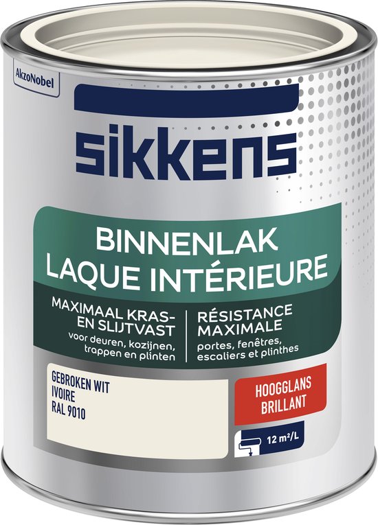 Sikkens - Binnenlak Hoogglans - RAL 9010 - 750 ML