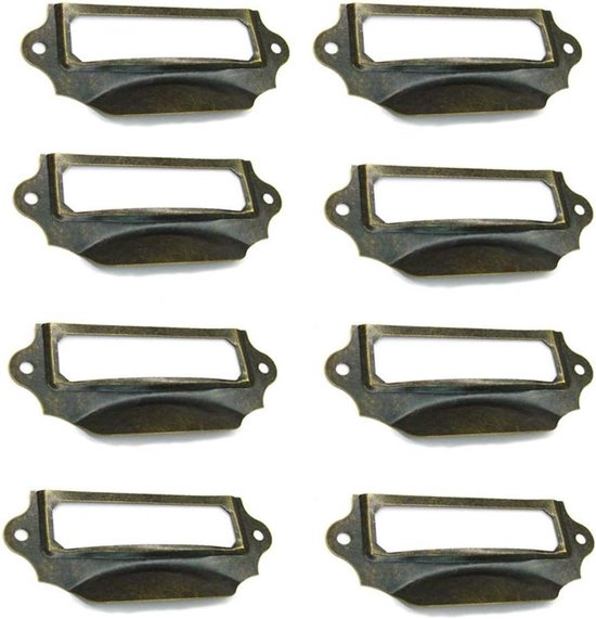 metalen etikethouder, lade-etiketten, Lade Knop Vintage Zinklegering Label Frame Lade Knoppen for Kast Kast, Zwart 54x30mm Pak van 8 w Schroeven (Kleur: Zwart, Maat: 58x30mm) (Color : Svart, Size