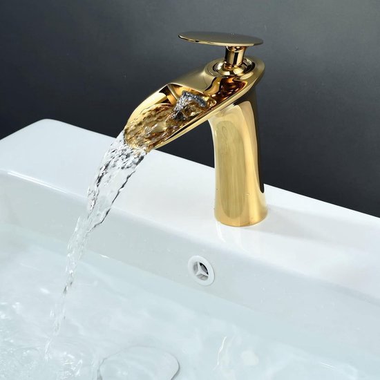 Waterval Wastafel Mengkraan Goud, Messing, Warm en Koud
