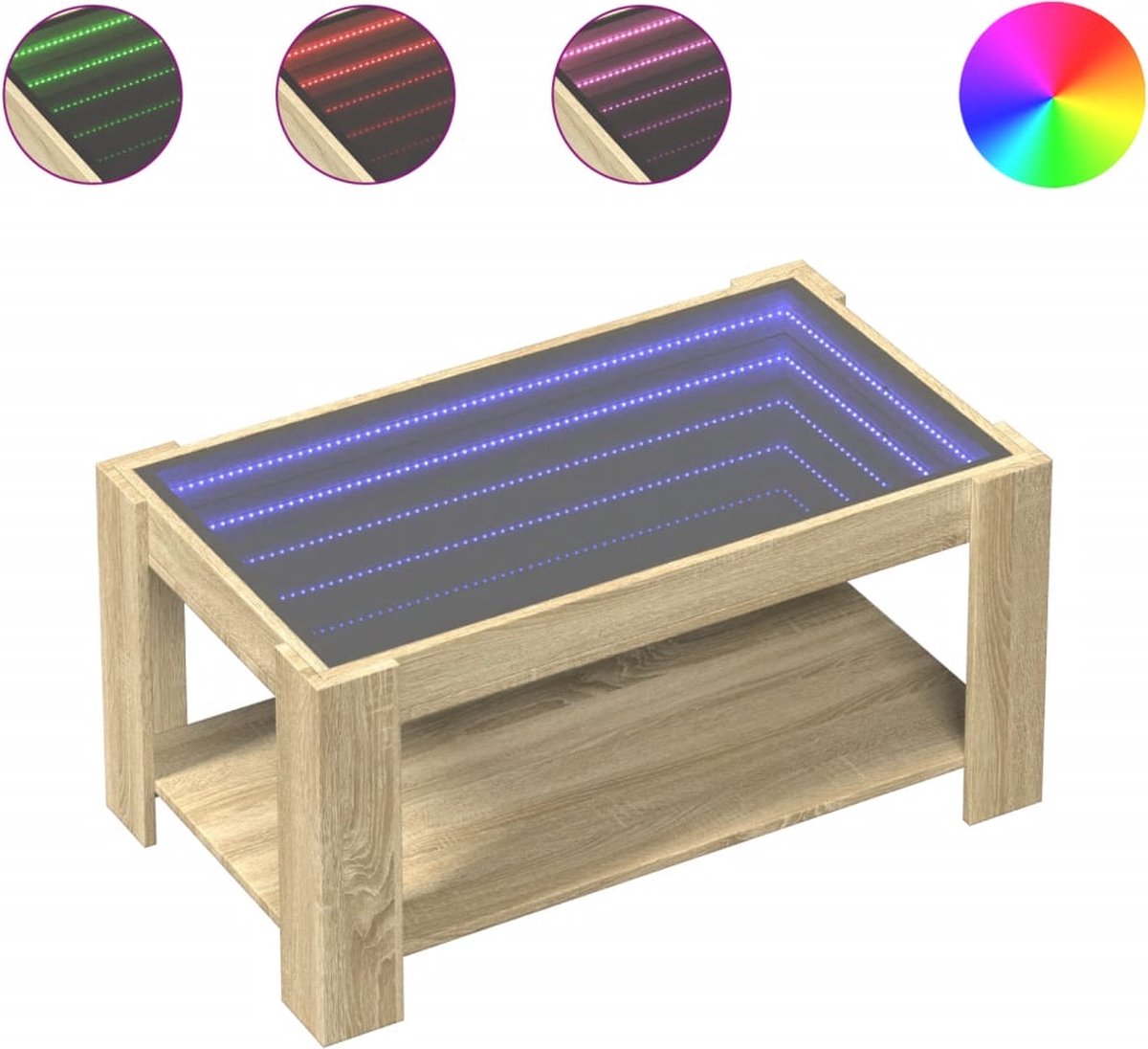 VidaXL Salontafel met LED 93x53x45 cm bewerkt hout sonoma eikenkleurig