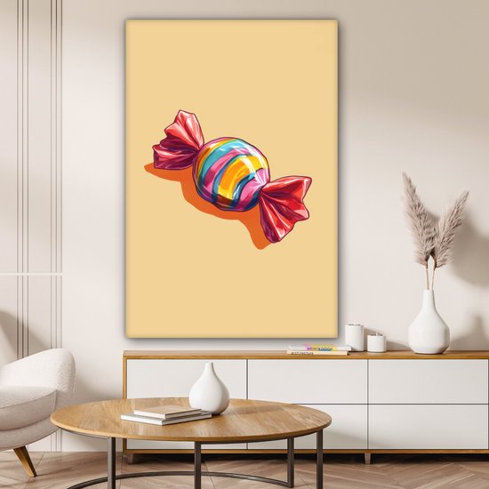 Tableau sur toile 80x120 cm - Décoration murale Jaune - Snoep - Couleur - Décoration murale murale salon - Décoration chambre - Accessoires chambre - Peintures sur toile