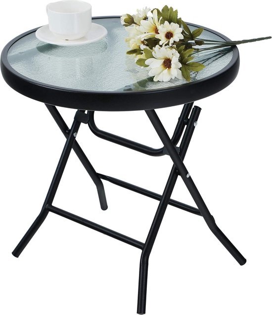 Outsunny Kleine Ronde Bijzettafel, Tuintafel Met Bloem- En Bladpatroon Van Staal O 40 X 50 Cm Groen~24jbc786hn001