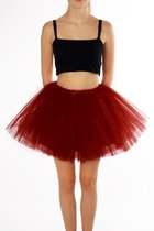 KIMU® Tutu Donkerrood Tule Rokje - Maat L XL XXL - Donkerrode Petticoat Rok Dames - Onderrok Tulerok Volwassenen Valentijn Harten Koningin Halloween