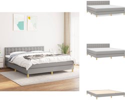 vidaXL Boxspring - Boxsprings - Bed - Slaapmeubel - Boxspring met matras stof lichtgrijs 160x200 cm