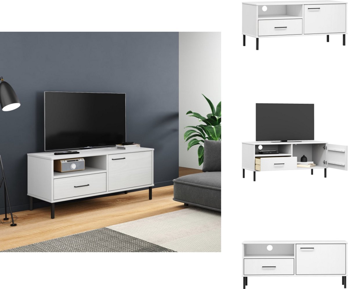 vidaXL Tv Kast - Tv Kasten - Tv-kast - Tv-kasten - Tv-meubel met metalen poten OSLO massief grenenhout wit