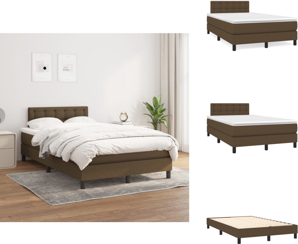 vidaXL Boxspring - Boxsprings - Bed - Slaapmeubel - Boxspring met matras stof donkerbruin 120x200 cm