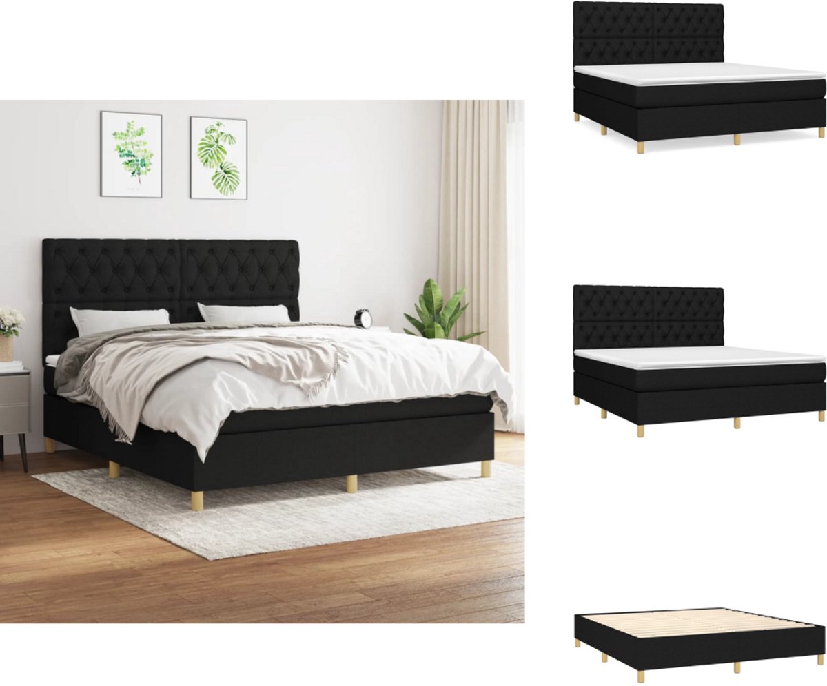 vidaXL Boxspring - Boxsprings - Bed - Slaapmeubel - Boxspring met matras stof zwart 160x200 cm