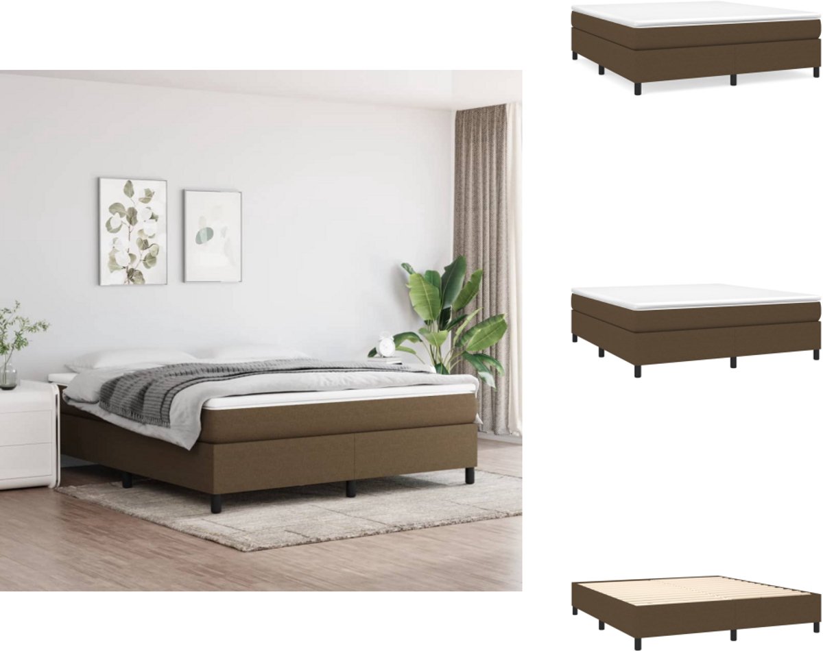 vidaXL Boxspring - Boxsprings - Bed - Slaapmeubel - Boxspring met matras stof donkerbruin 180x200 cm