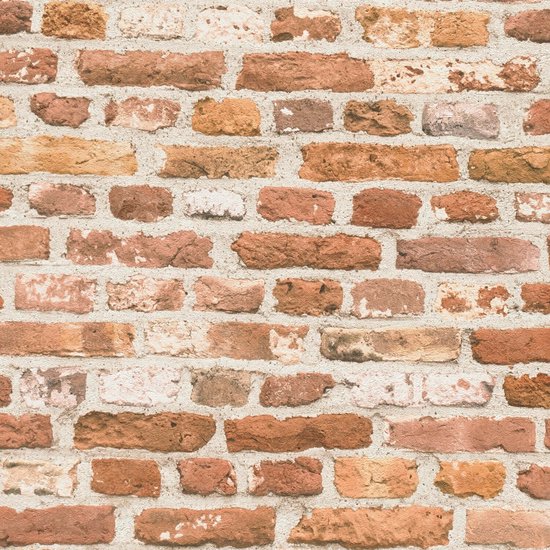 Papier peint 3D Profhome 388291-GU papier peint intissé vinyle rigide marquage à chaud en relief légèrement structuré aspect brique mat rouge orange beige blanc 5,33 m2