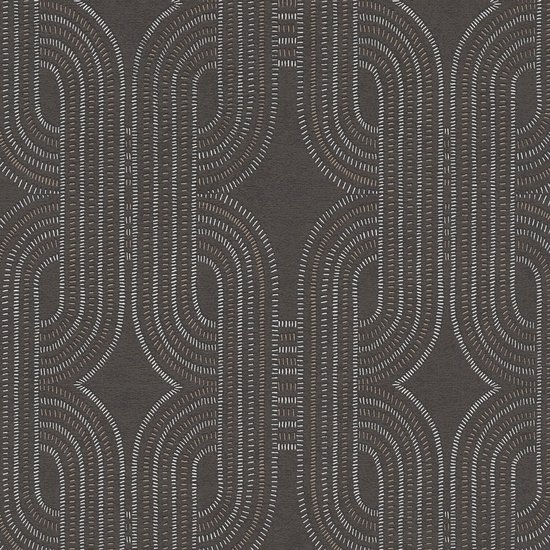Papier peint rétro Profhome 399374-GU papier peint intissé légèrement structuré avec motif graphique et accents métalliques anthracite argent marron foncé gris 5,33 m2