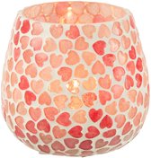 J-Line theelichthouder Hart Mozaiek - glas - roze - small