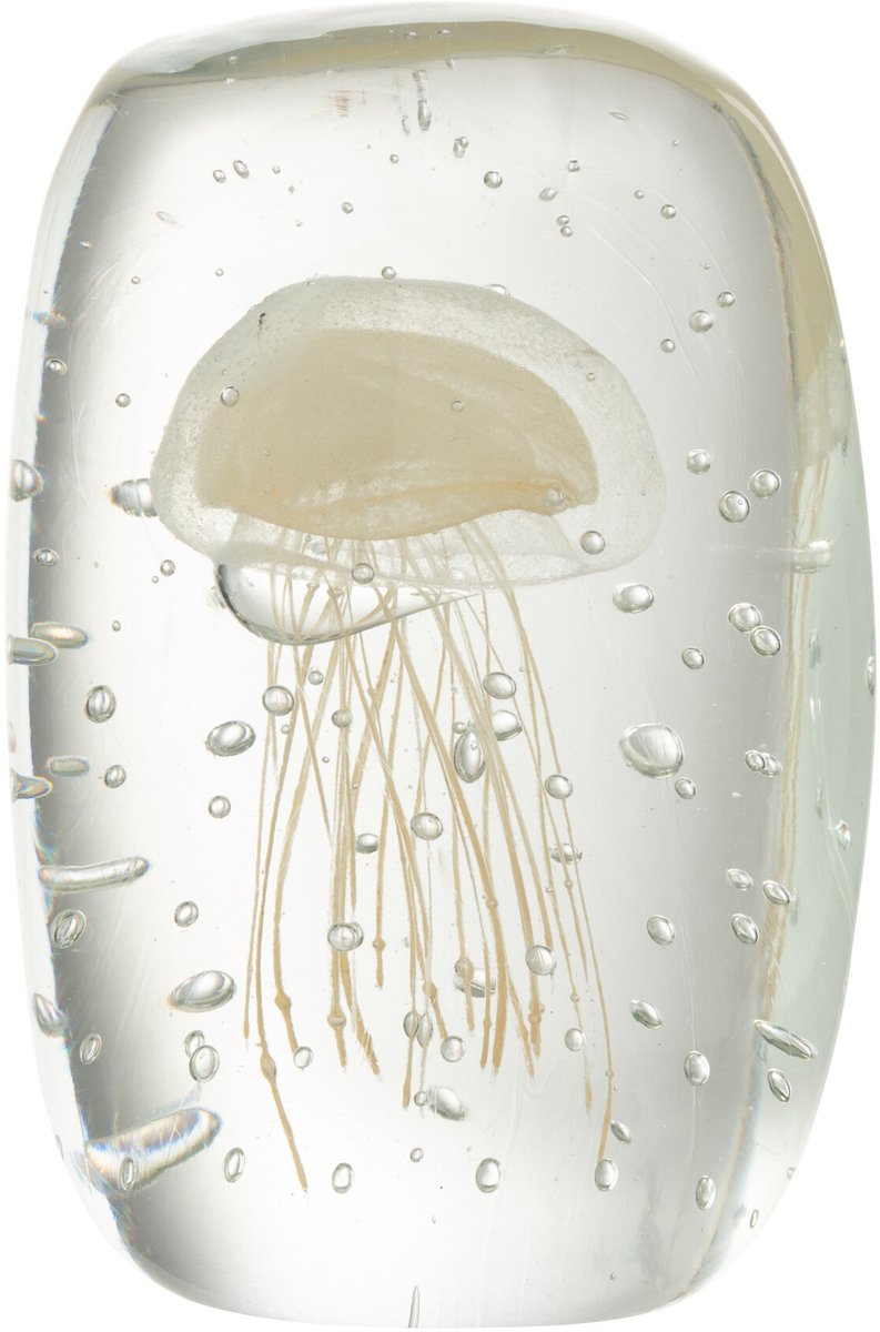 J-Line presse-papier Calypso Vierhoek - glas - transparant/beige - small