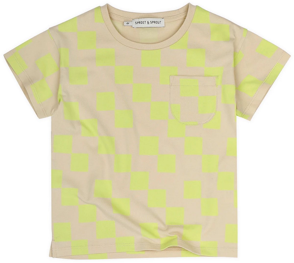 Sproet & Sprout T-shirt Pocket Blocks Print Polo's & T-shirts Jongens - Polo shirt - Beige - Maat 116