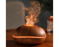 Aroma Diffuser met vlameffectlicht, 200 ml vlamdiffuser-bevochtiger, 7-kleuren licht etherische oliën diffuser voor thuis, kantoor, kamergeur, yoga, waterloos automatische uitschakeling/laag geluidsniveau