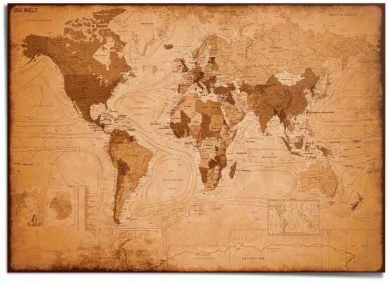 Reinders Poster XXL Wereldkaart - 100x140 cm - Papier