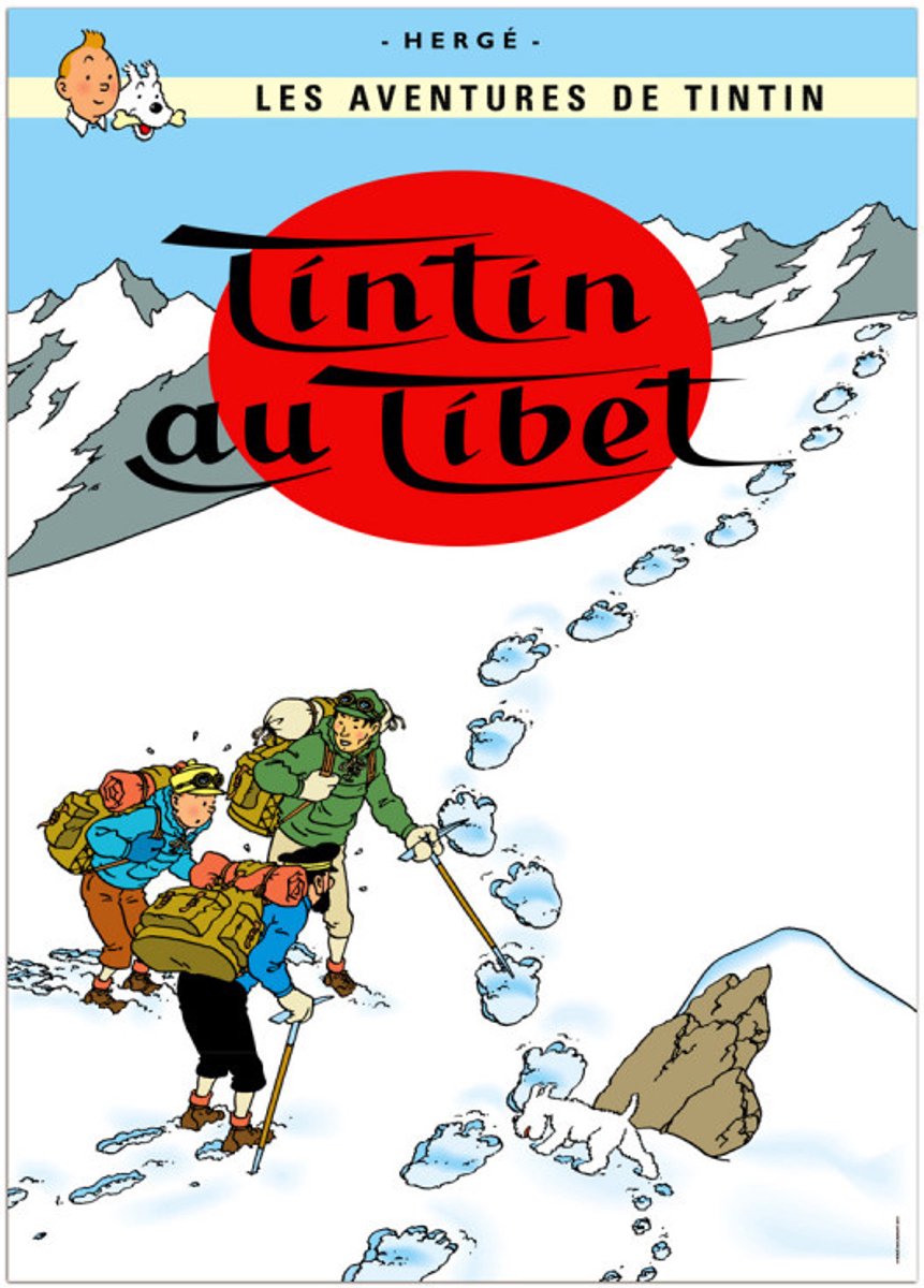 Kuifje Poster van album 'Kuifje in Tibet' Franstalig, 50x70 cm, Officiële Kuifje Poster