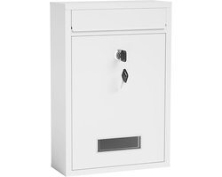 Witte wandbrievenbus met poedercoating - Postvak voor buiten, metalen mailbox