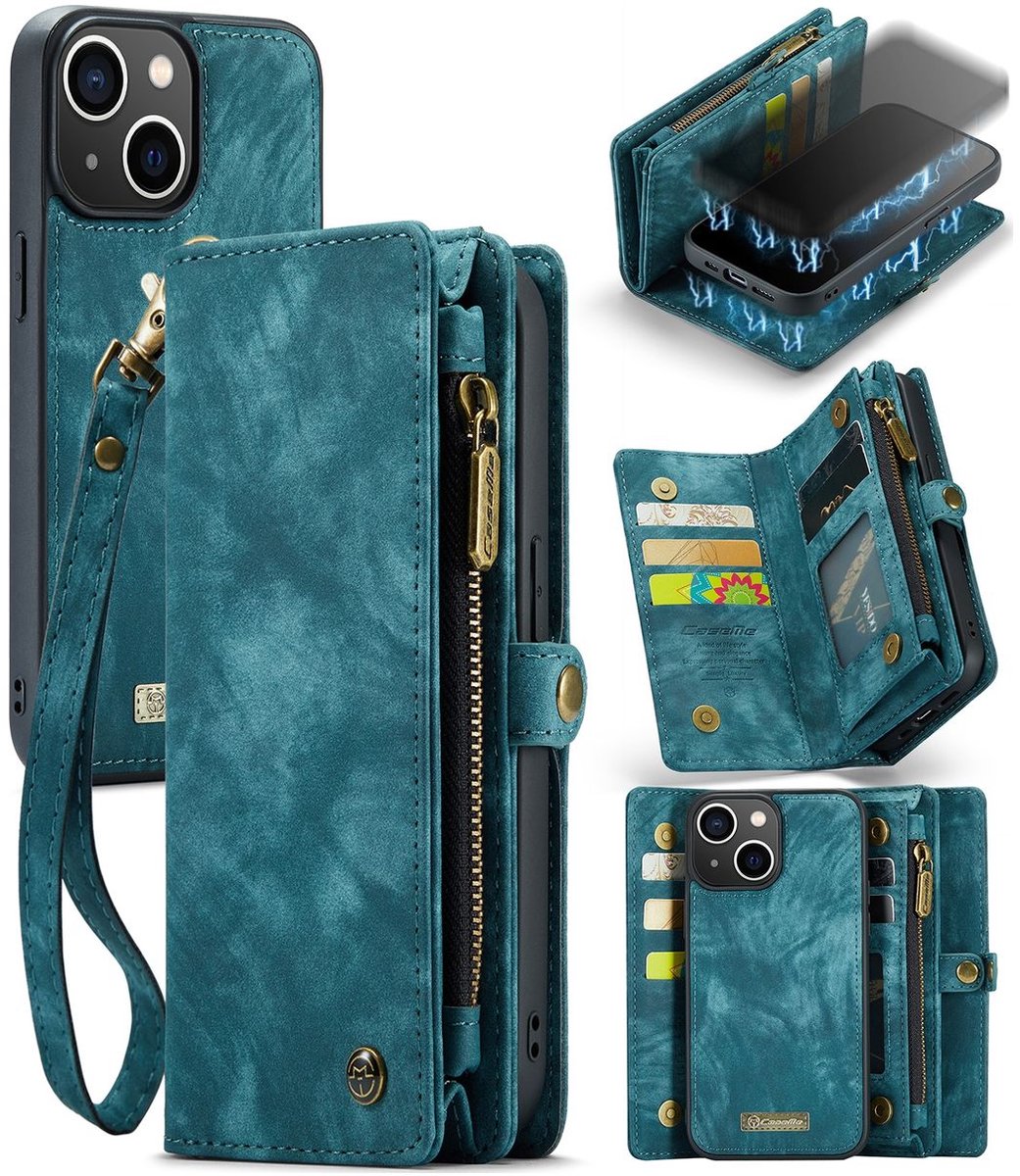 Caseme Luxe Wallet 2in1 Bookcase voor de iPhone 13 - Blauw