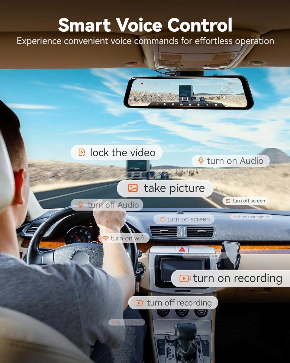 Wolfbox G850 Pro 4K Gps 64gb Mirror dashcam - Parkeermodus - 12,0 inch touchscreen Lcd - 4K + Full HD resolutie - Wifi met App - Gps ontvanger - 64gb Micro SD kaart - Spiegel dashcam en digitale binnenspiegel thumbnail 3