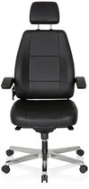 Bureaustoel XXL - Met Armleuning - Lange/Zware Mensen - Leder - Zwart - Ergonomisch
