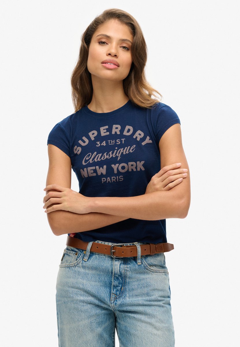 Superdry Indigo Workwear T-shirt met kapmouwen Dames T-shirts Blauw