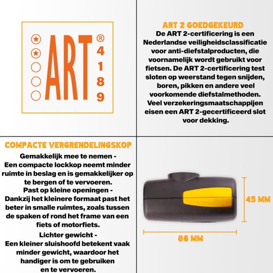 VINZ Veymont Fietsslot / Kettingslot ART2 - 150cm van VINZ — afbeelding 4