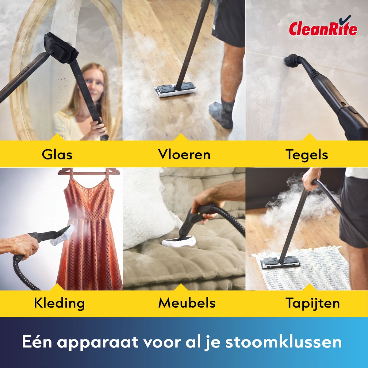 CleanRite Stoomreiniger Vloer 13-Delig - Bacteriënkiller thumbnail 5