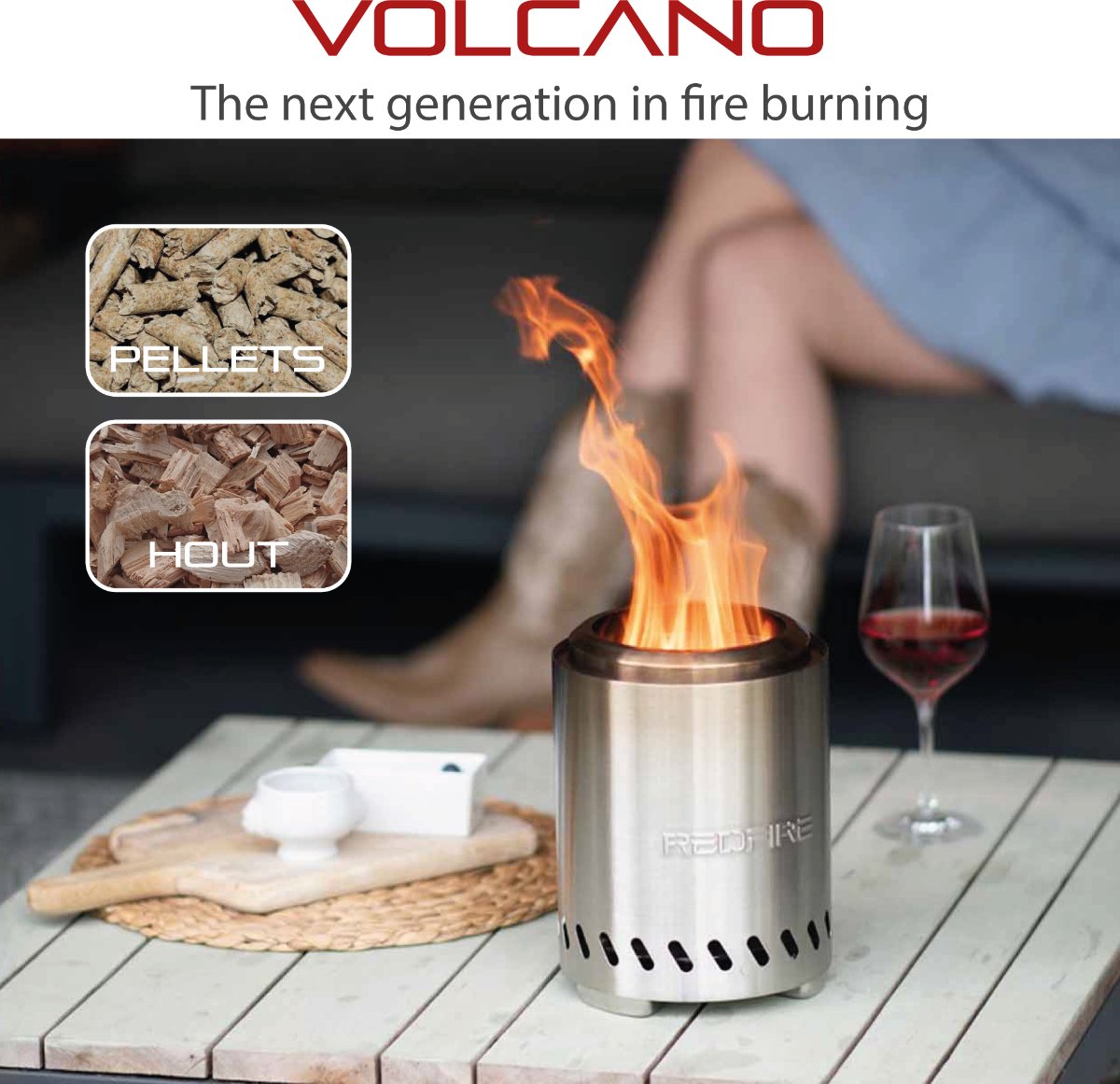 RedFire Volcano Medium tafelvuurkorf - RVS - Incl. beschermhoes en mat