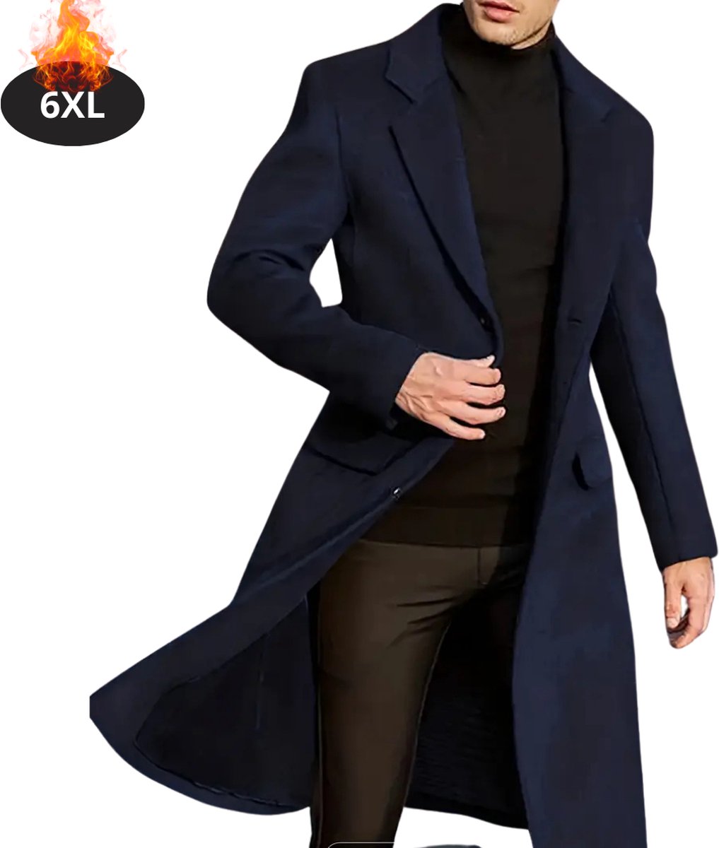 Bovista Mantel Heren Tussenmantel Jas Mantelpakje Trenchcoat Overjas Overcoat Winter Plus Blauw