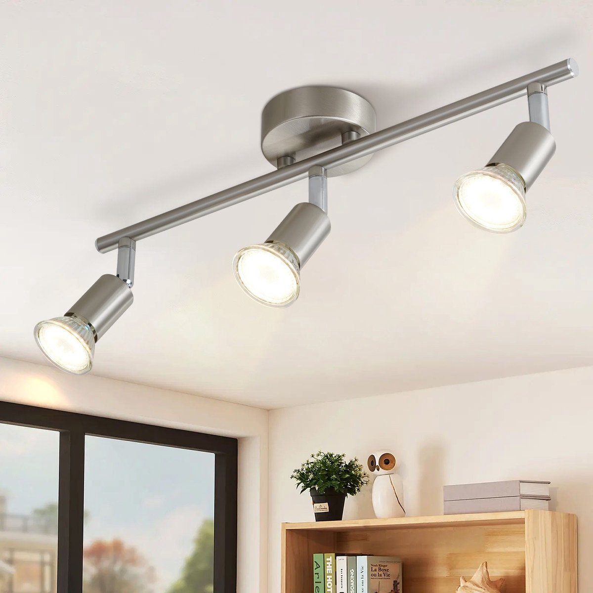 NETTLIFE Opbouwspot - plafondspot met 3 lichtpunten - spots - zilver Plafondlamp - L 40 cm - draaibar - kantelbaar - GU10 fitting - plafoniere - excl. GU10-excl. lichtbron