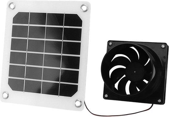 Zonnepaneelventilatorkit, 10in 100W Ventilator op Zonne-energie met Zonnepaneel, Waterdichte Zonne-uitlaatventilator voor Kleine Kippenhokken Schuren Kruipruimte Huisjes voor Huisdieren Raamuitlaat