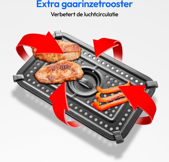 MEDION P20 XXL Freidora de aire con doble cámara (8,7 L, Airfryer, 2.600 W, 10 programas automáticos, 2 cajones, ventana de visión, Dual Cook & Sync Finish) mate
