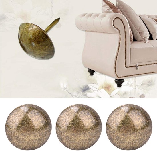 Bekleding kopspijkers 100 stuk, stoffering nagels, bronzen meubels decoratieve kopspijkers spijkers pinnen, duimkopspijkers voor slaapbank bed of ander meubilair(6 * 14 mm