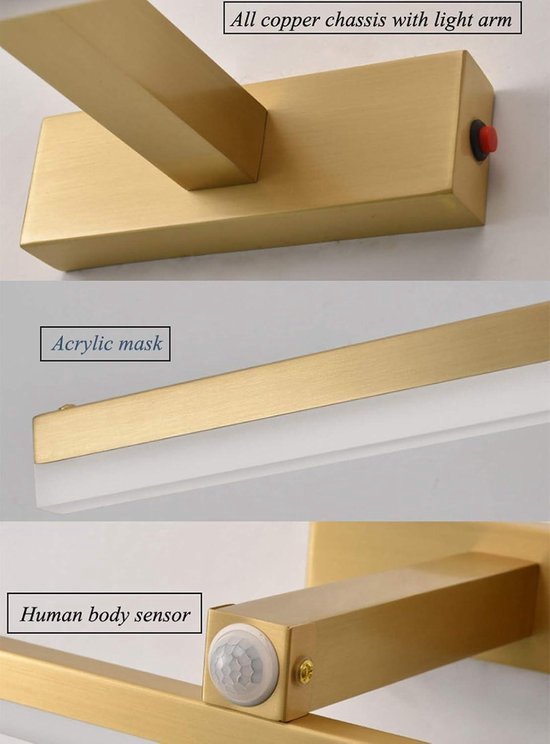 Fashionable Long Strip Lamp LED Wall Mirror Bathroom With Sucker