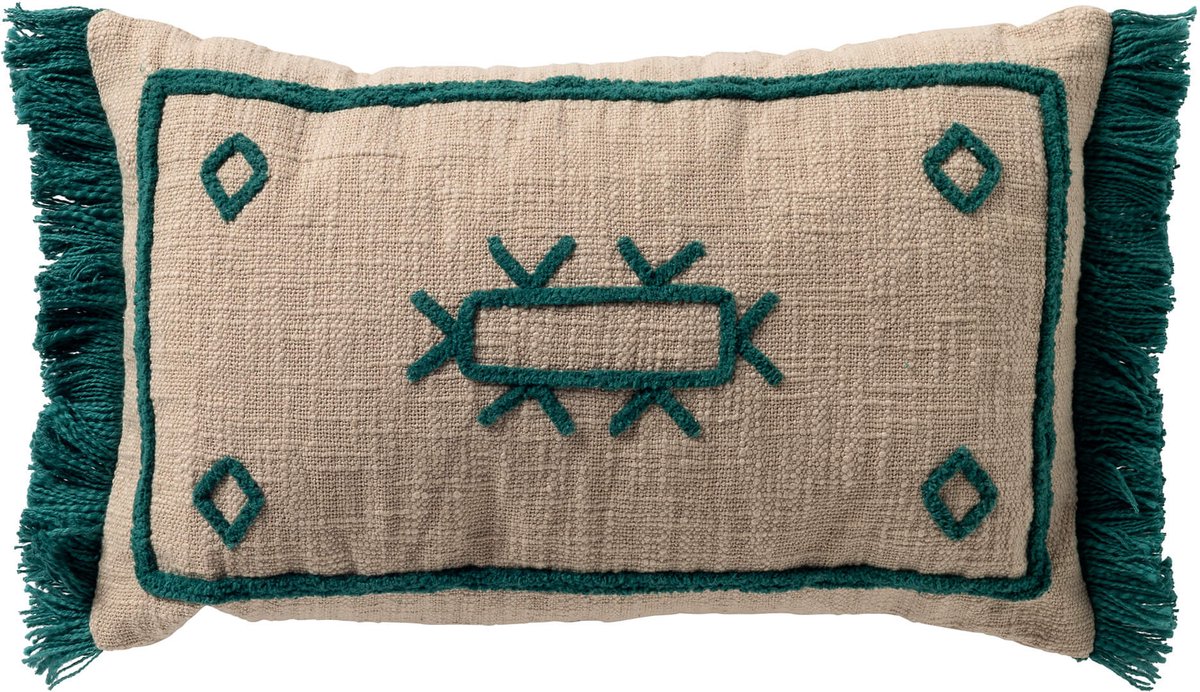 Dutch Decor CIRO - kussenhoes 30x50 cm - etnisch dessin - Latigo Bay - blauw - met rits - zonder binnenkussen Petrol