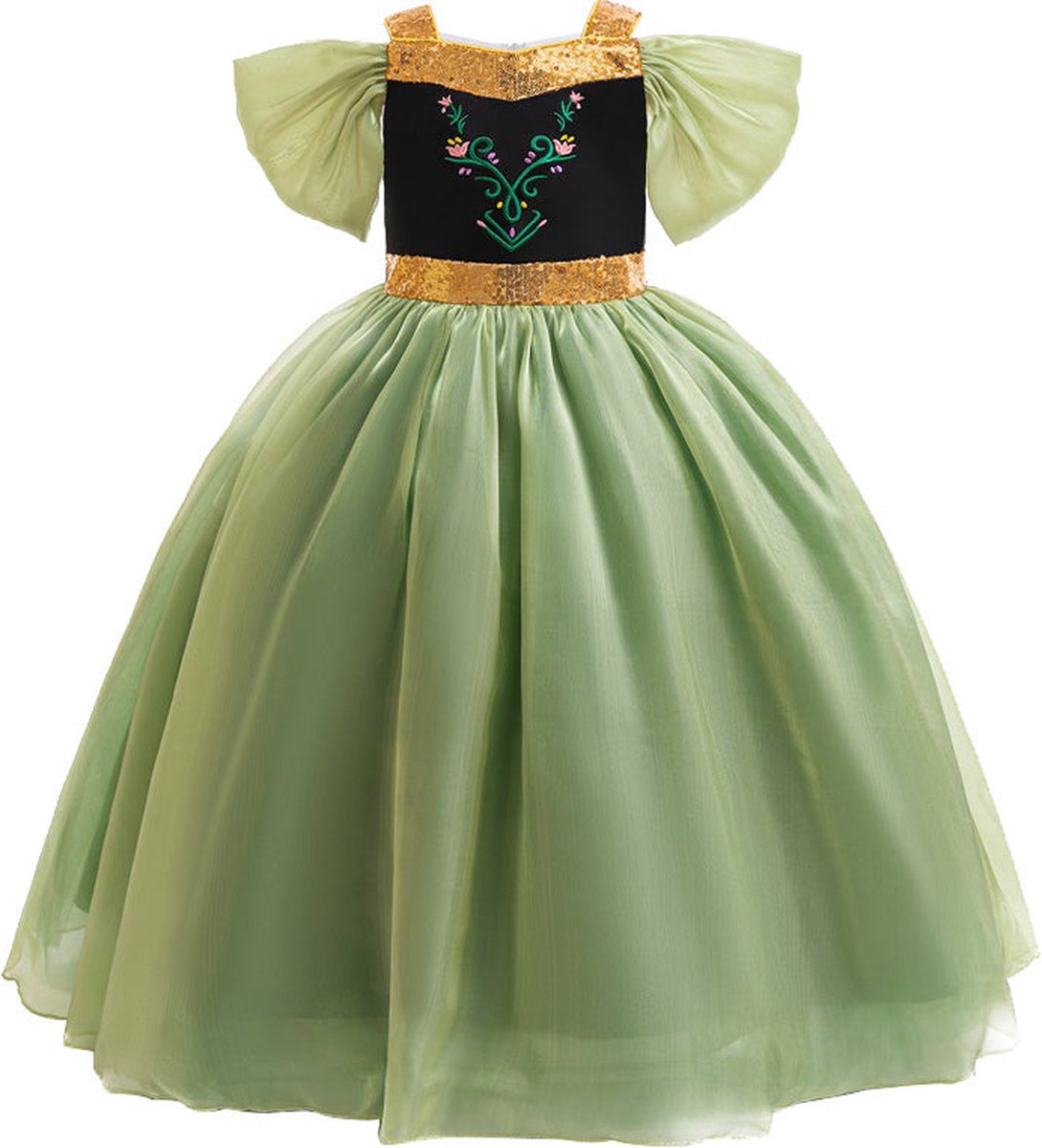 Prinsessendroom - Anna's avonturenjurk - 110/116 (4/5 jaar) - Prinsessenjurk - Verkleed kleding - Feestjurk