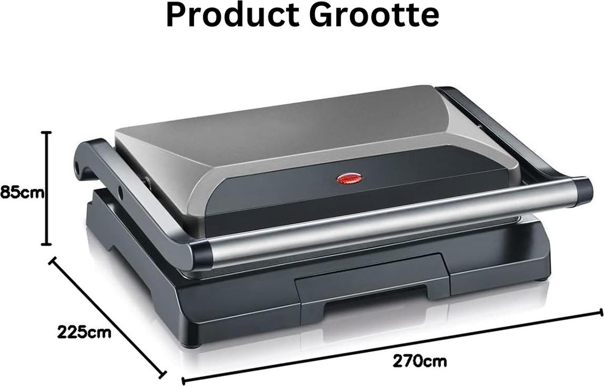 DailySupplies Contactgrill - Tosti Apparaat - Zwart met Zilver thumbnail 2