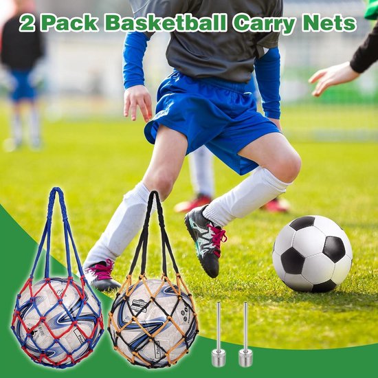 2 Stuks Sportbalnetten Met Trekkoord – 55 Cm, Voor Voetbal, Basketbal En Meer – Inclusief Ophlaasnaalden