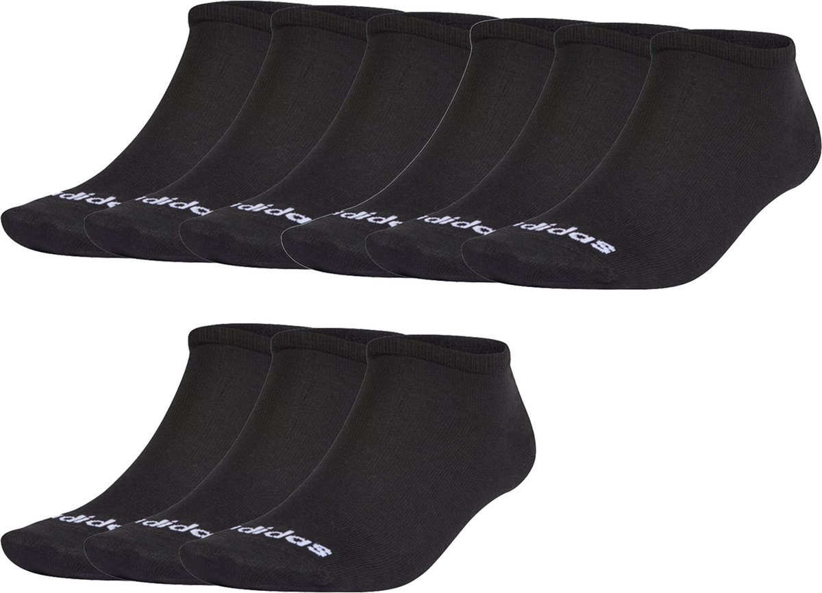 SOKKEN 9 PACK adidas laag uitgesneden sneakersokken unisex korte sokken Zwart