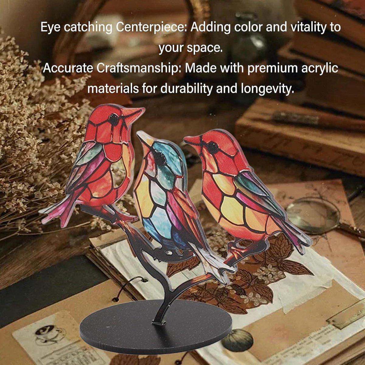 Sculptuur 3 vogels op tak 14x7 cm aanbieding bij Marskramer